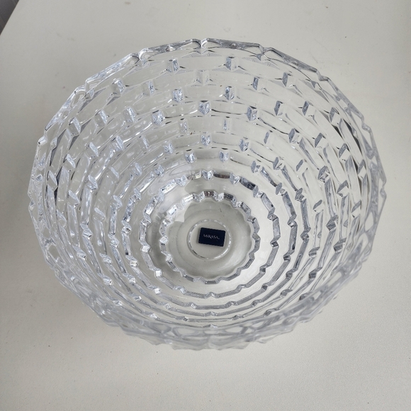 Mikasa Palazzo Crystal Bowl 9” Clear Brick Pattern Centerpiece Cri - Picture 3 of 11